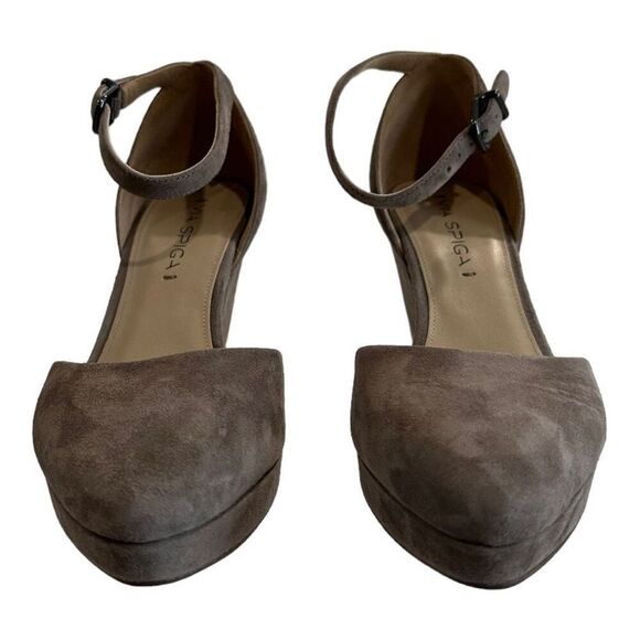 Via Spiga Women's V-Nalo Heather Pearl Suede Closed Toe Wedge Heels Size 7.5M - Picture 2 of 7